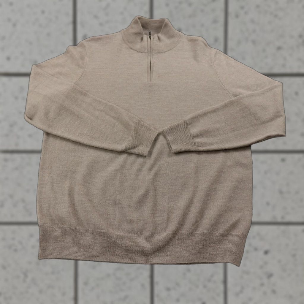 Christian Lacroix Christian Lacroix Sweater Mens L Beige Merino Wool 1/4 Zip Mock Neck Knit Pullover Long Sleeve Regular Fit Knitwear Casual Business Size US L / EU 52-54 / 3 - 1 Thumbnail