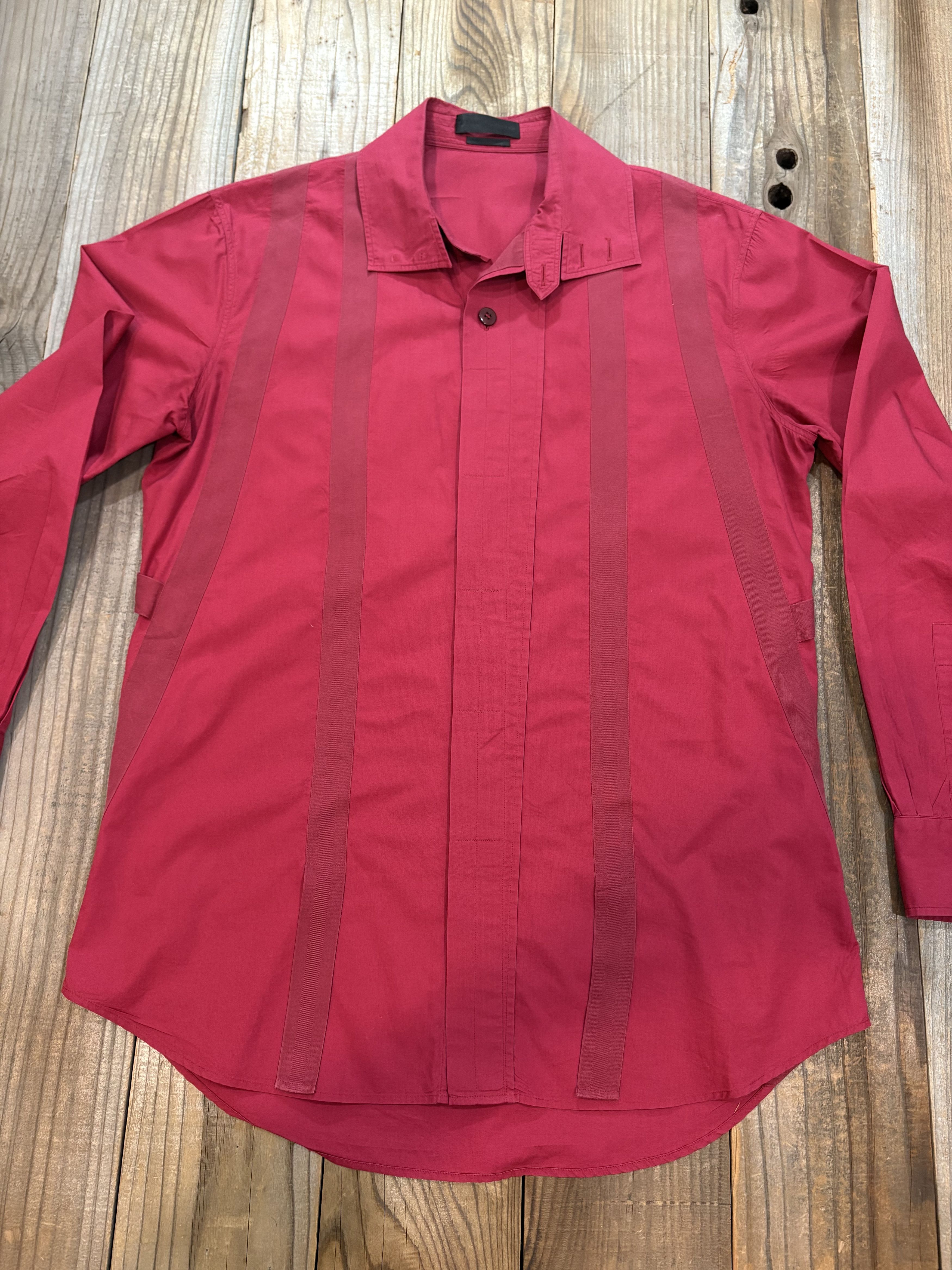 Alexander McQueen Maroon Red Bondage Ribbon Shirt Size US L / EU 52-54 / 3 - 2 Thumbnail