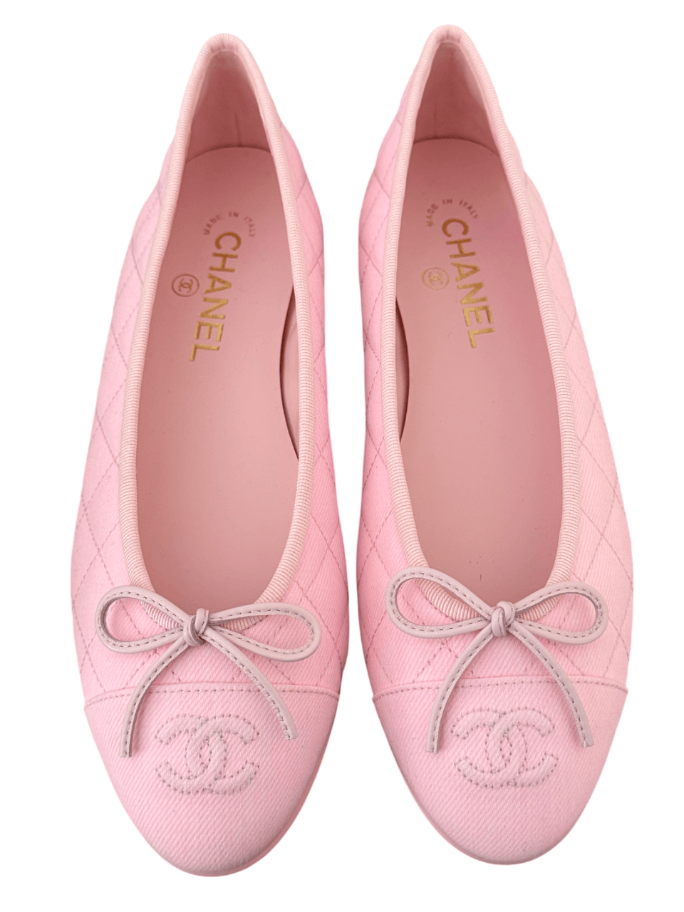 Chanel 26P Denim Quilted CC Logo Bow Tie Ballet Ballerina Flat 37 Size US 7 / IT 37 - 1 Thumbnail