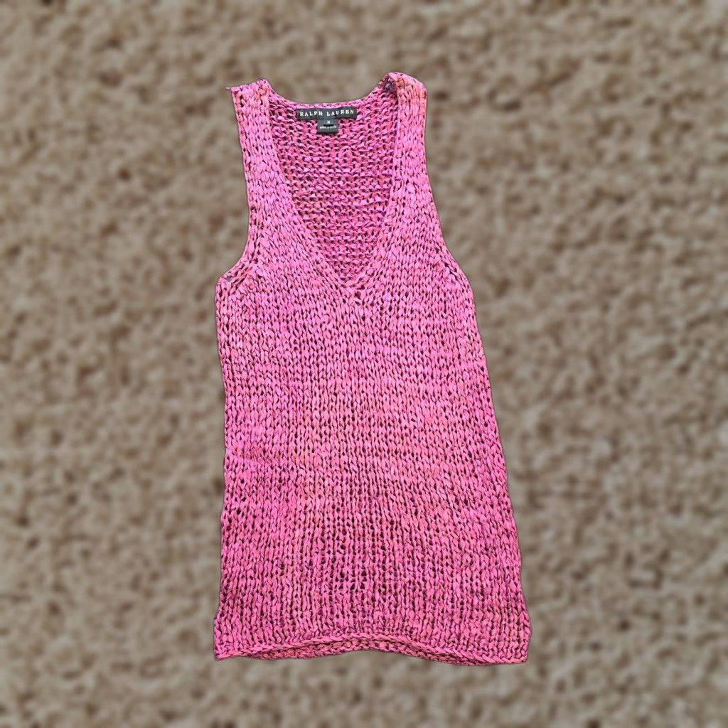 Ralph Lauren VINTAGE Ralph Lauren Blouse Shirt Knit Viscose Pink Purple Black Label Womens Medium Knit Sleeveless V-Neck Pullover Casual Travel Classic Designer Size M / US 6-8 / IT 42-44 - 1 Thumbnail