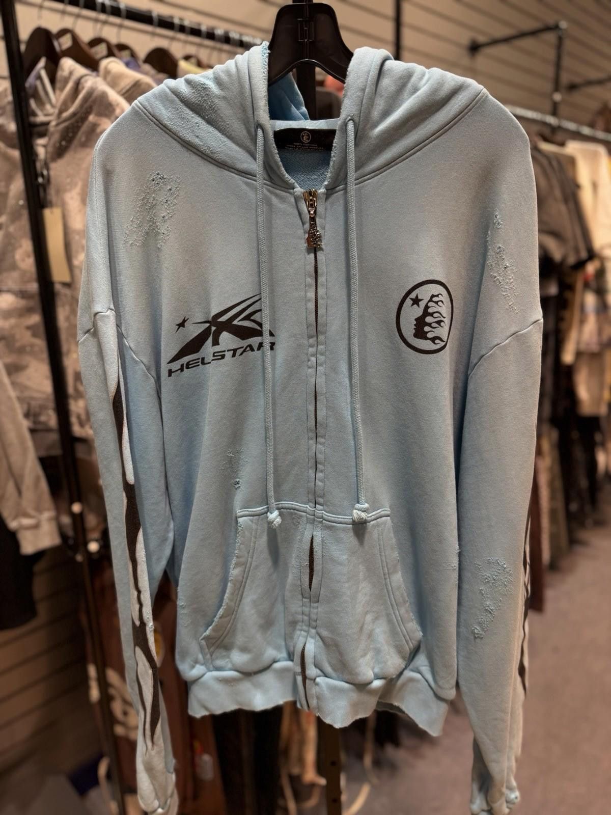 HELLSTAR Hellstar Heavyweight Fleece Gray Zip Hoodie Baby Blue Medium Size US M / EU 48-50 / 2 - 1 Thumbnail