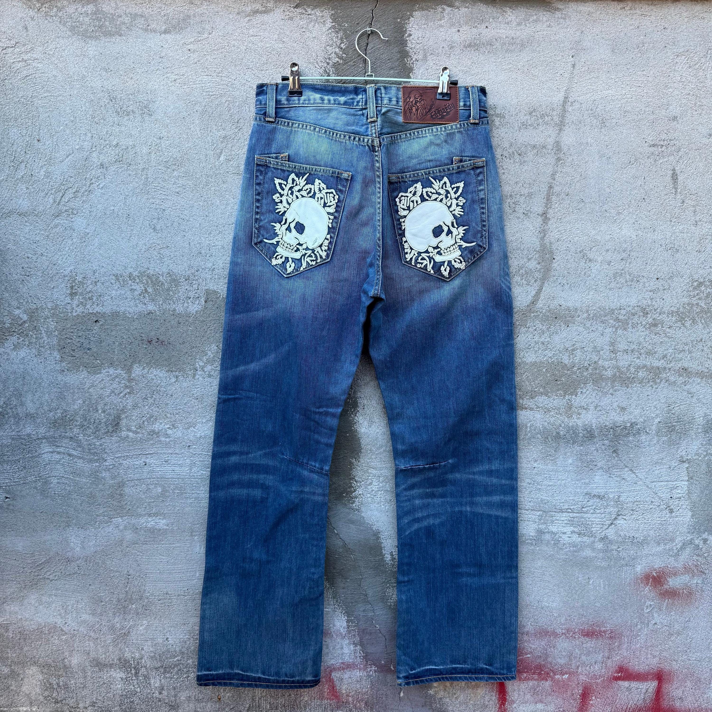 Ed Hardy × Vintage Y2K Ed Hardy Skull (NOS) Denim Jeans Size US 30 / EU 46 - 2 Thumbnail