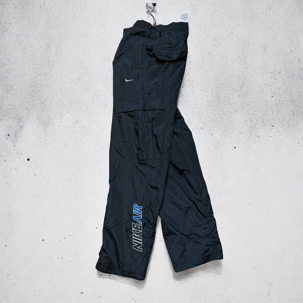 Nike × Vintage Vintage Nike trackpants nylon baggy y2k navy Size US 32 / EU 48 - 1 Thumbnail
