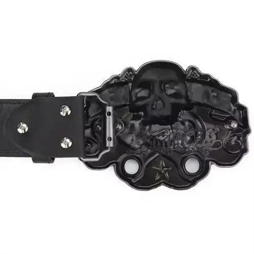 Leather GEAR HEAD Skull Buckle Belt Size ONE SIZE - 2 Thumbnail