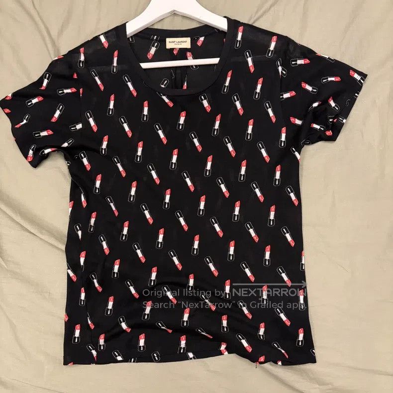 Saint Laurent Paris Saint Laurent Paris Lipstick Motif Short-Sleeve Shirt Size US S / EU 44-46 / 1 - 1 Thumbnail
