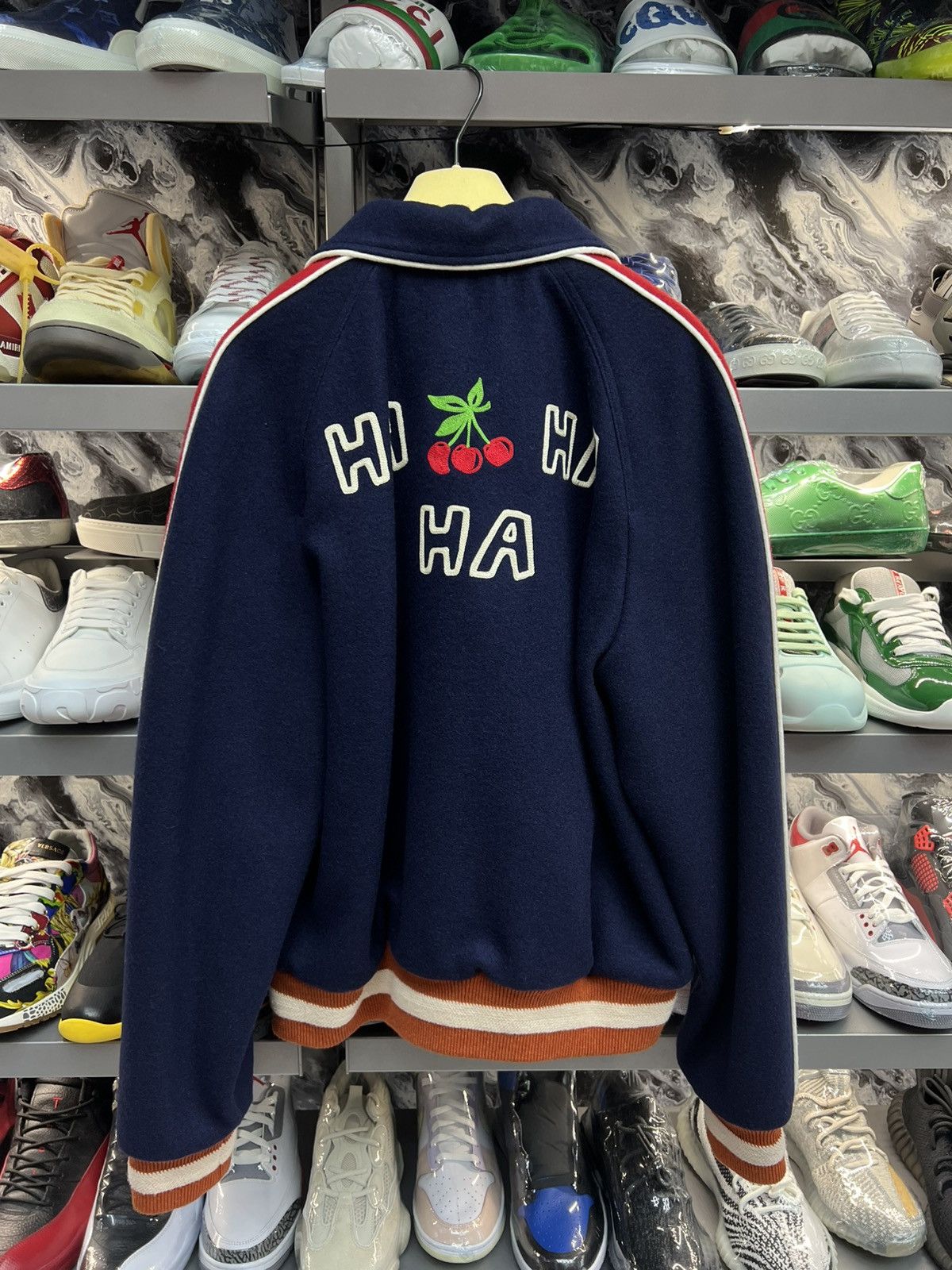 Gucci Gucci Cherry Navy Bomber Jacket Size US M / EU 48-50 / 2 - 2 Thumbnail