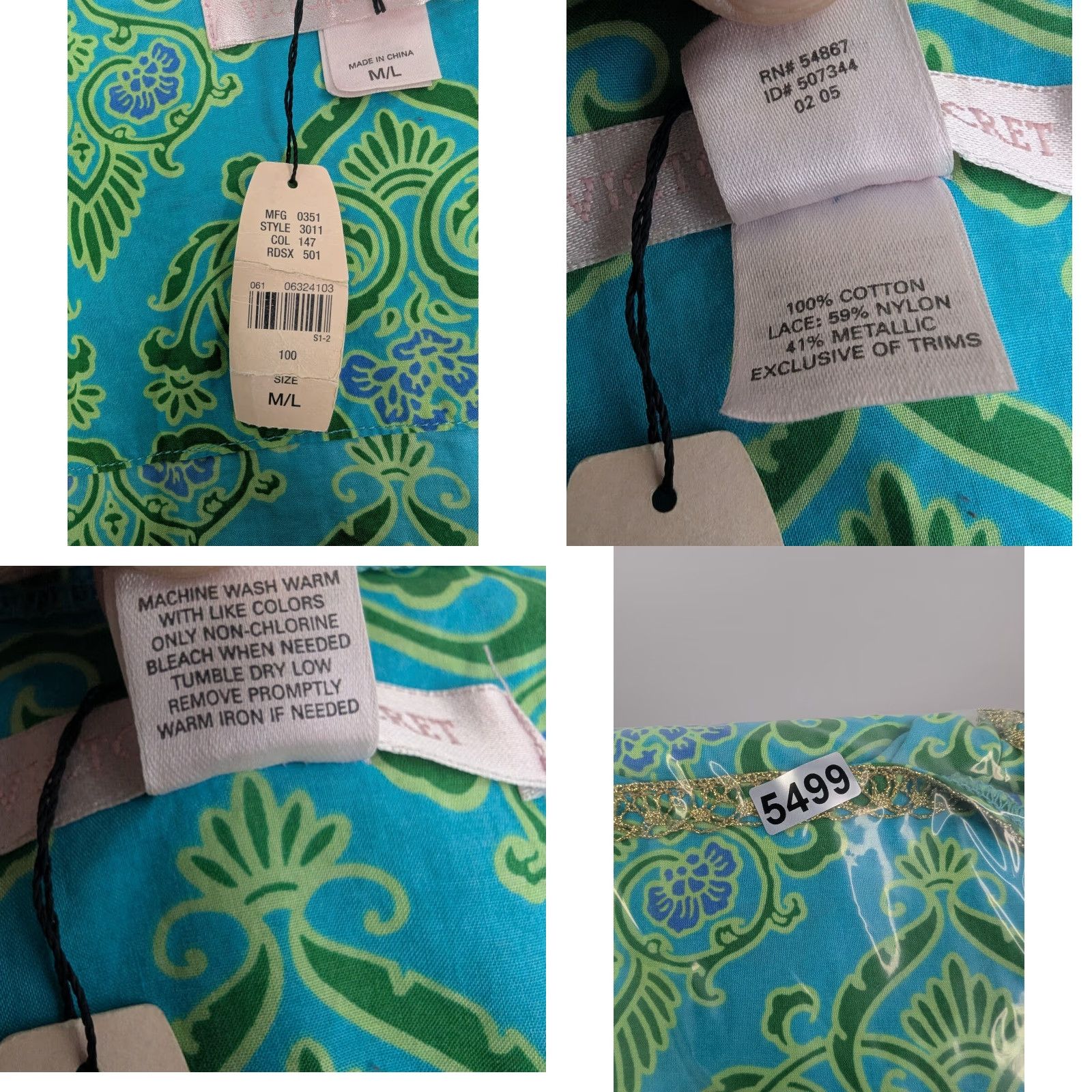 Victoria's Secret Victoria’s Secret Women's Cover-up Mini Dress Boho Beach Green M/L Floral Cotton Nylon Lace 90s Vintage Size M / US 6-8 / IT 42-44 - 8 Thumbnail