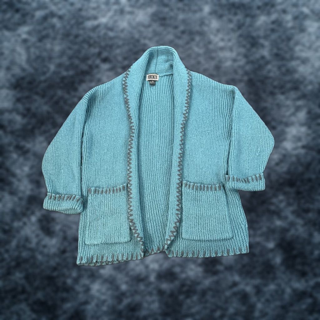 Vintage VINTAGE Forenza Cardigan Sweater Womens Medium Open Front Knit Mohair Turquoise Blue Size M / US 6-8 / IT 42-44 - 1 Thumbnail