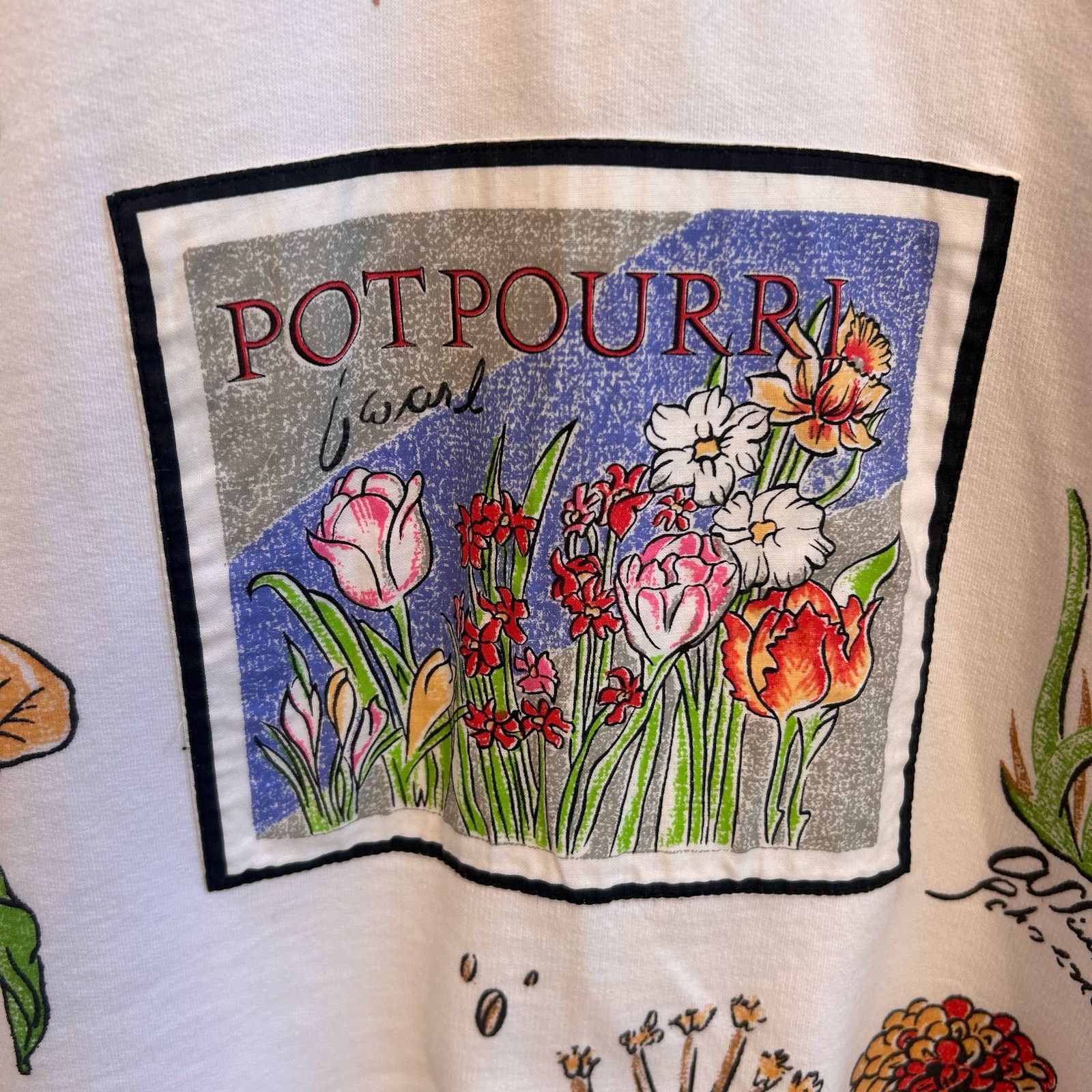 Vintage VTG Potpourri Theme 1/4 Zip Sweatshirt Cottage 90s L Size L / US 10 / IT 46 - 3 Thumbnail