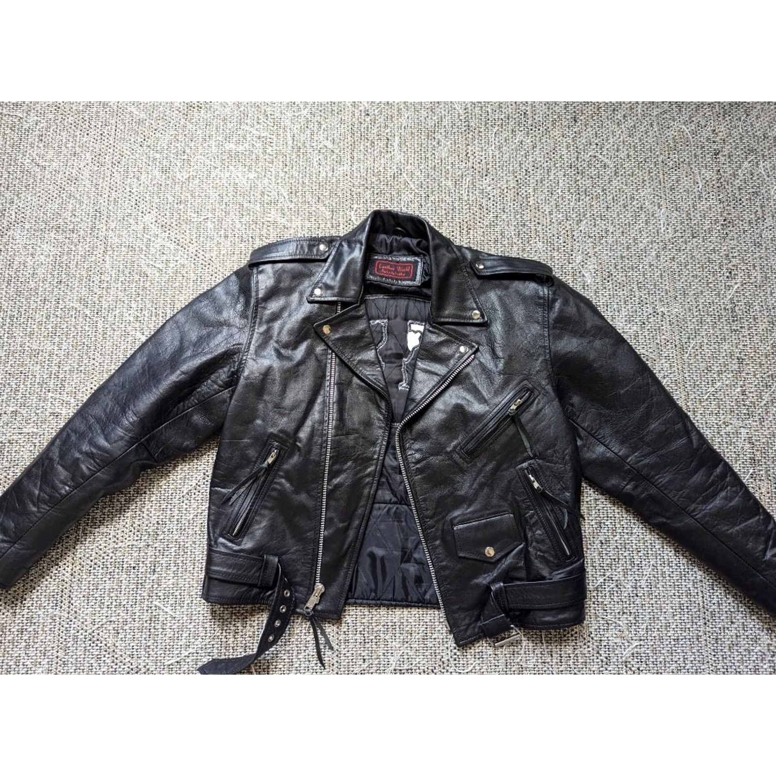Vintage VINTAGE Geico black leather motorcycle jacket Lucky Leather L Mens 42-44 1990s Y2K style Size US L / EU 52-54 / 3 - 3 Thumbnail