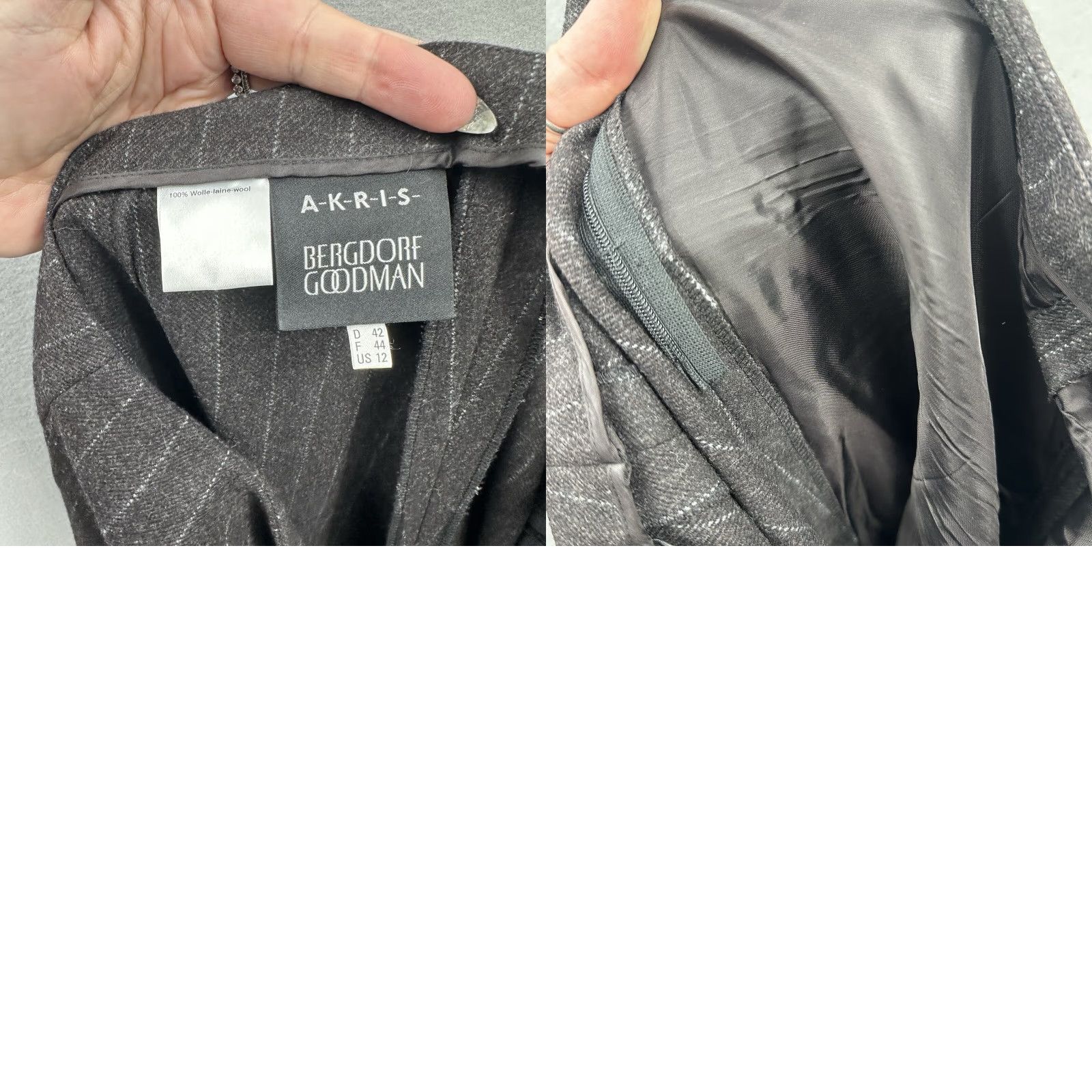 Akris AKRIS Pants Womens 12 Wool Pinstripe Side Zip Quiet Luxury for Bergdorf Goodman Size 34" / US 12 / IT 48 - 9 Thumbnail