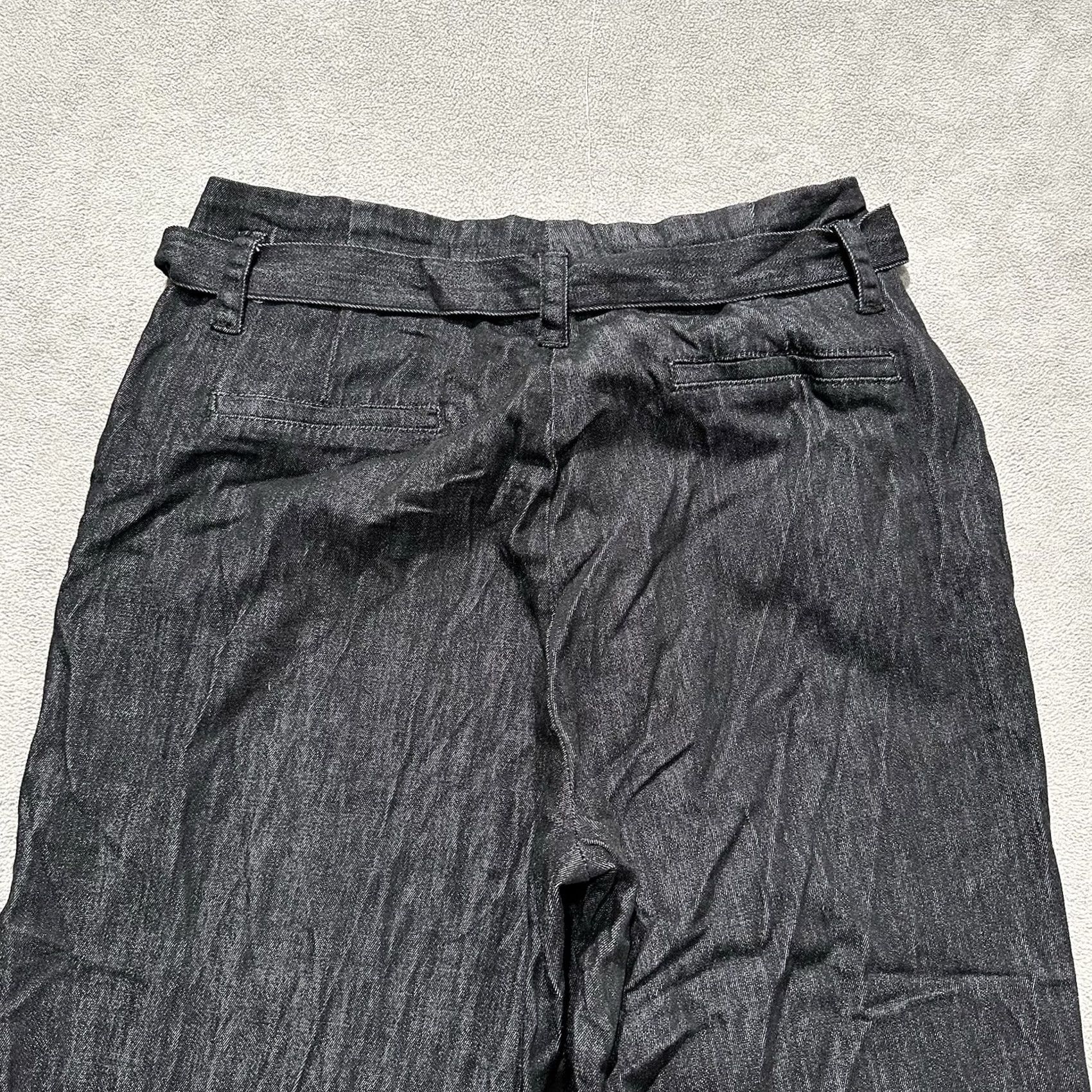 Vintage Grace Karin Pants Womens Medium Black Chambray Paperbag Waist Trousers Tied EUC Size 32" / US 10 / IT 46 - 4 Thumbnail