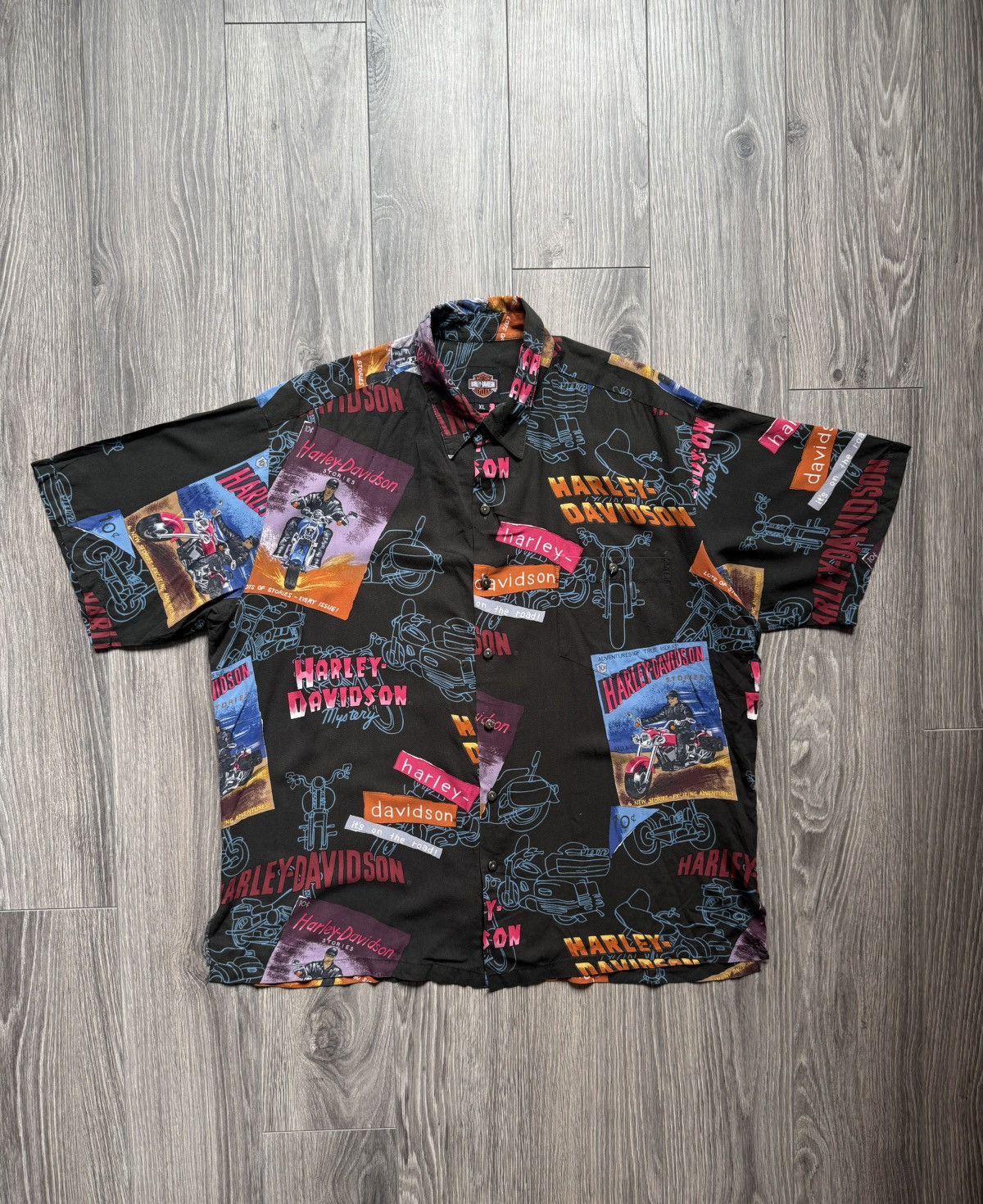 Harley Davidson Harley Davidson Bikers 90’s Hawaiian Shirt CRAZY VINTAGE Size US XL / EU 56 / 4 - 4 Thumbnail
