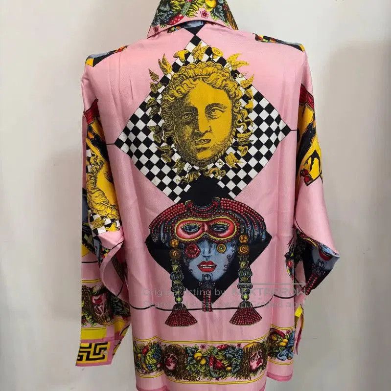 Versace Pink Silk Long Sleeve T-Shirt .