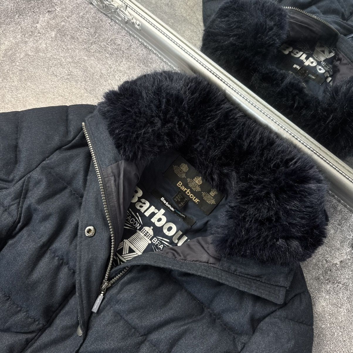 Barbour Barbour Langstone Quilted Jacket in Navy Blue faux fur trim Size M / US 6-8 / IT 42-44 - 2 Thumbnail