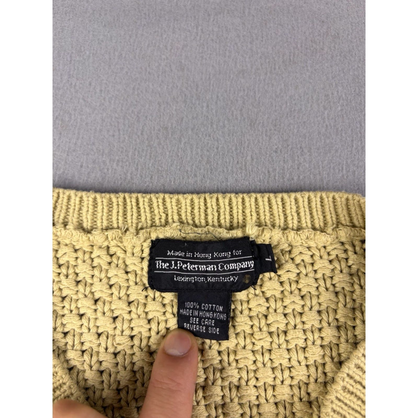 Vintage VINTAGE The J. Peterman Company Sweater Vest Mens L Green Chunky-Knit Cotton V-Neck 90s Mens Size US L / EU 52-54 / 3 - 4 Thumbnail