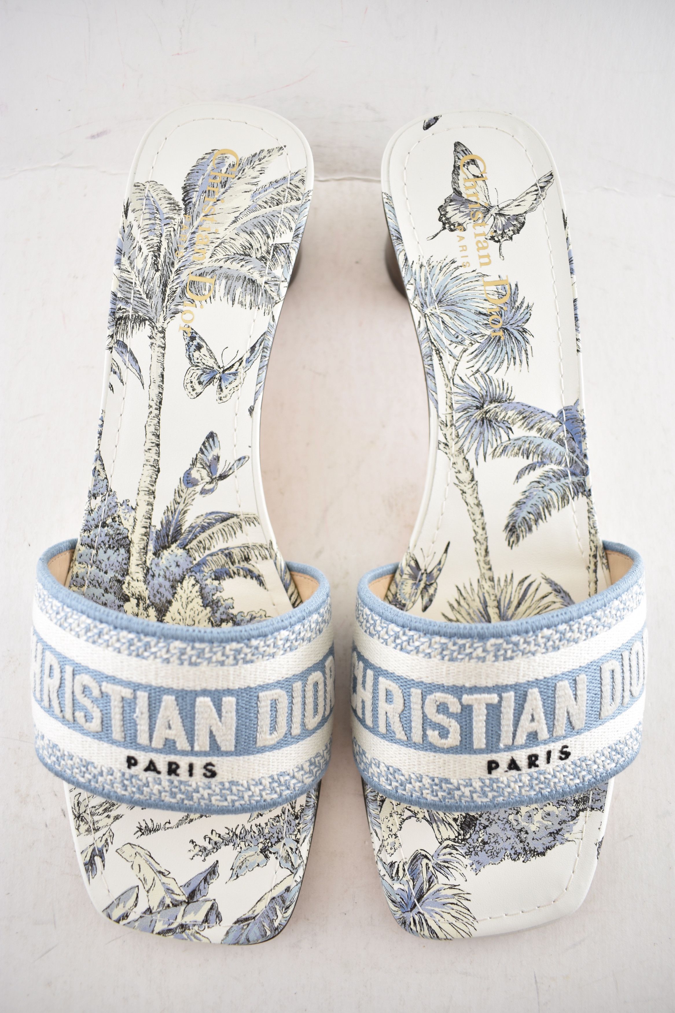 Dior Dior Dway Heeled Slide White TDJ Palms Logo Heel Sandal 41.5 Size US 11.5 / IT 41.5 - 9 Thumbnail
