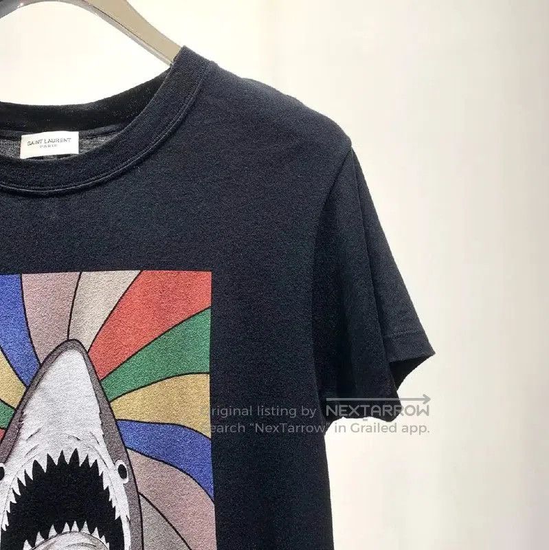 Yves Saint Laurent YSL Black Cotton XS T-Shirt with Graphic Design . Size XS / US 0-2 / IT 36-38 - 7 Thumbnail