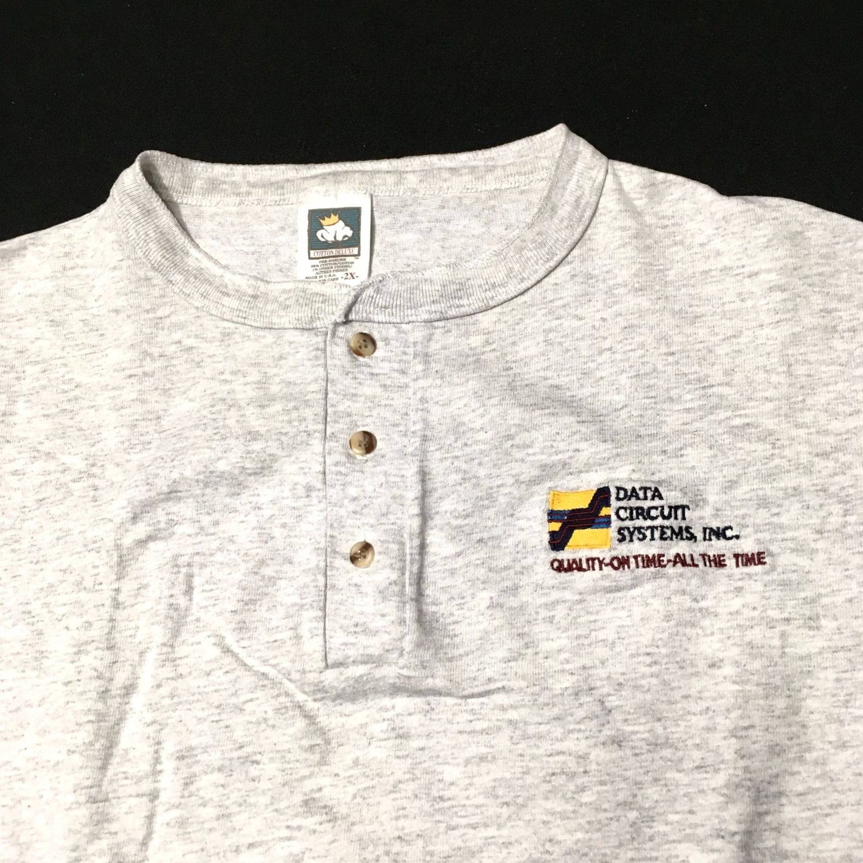 Vintage VINTAGE Cotton Deluxe T-Shirt 2XL gray United States 1/4 Button Up Henley Mens Size US XXL / EU 58 / 5 - 2 Thumbnail