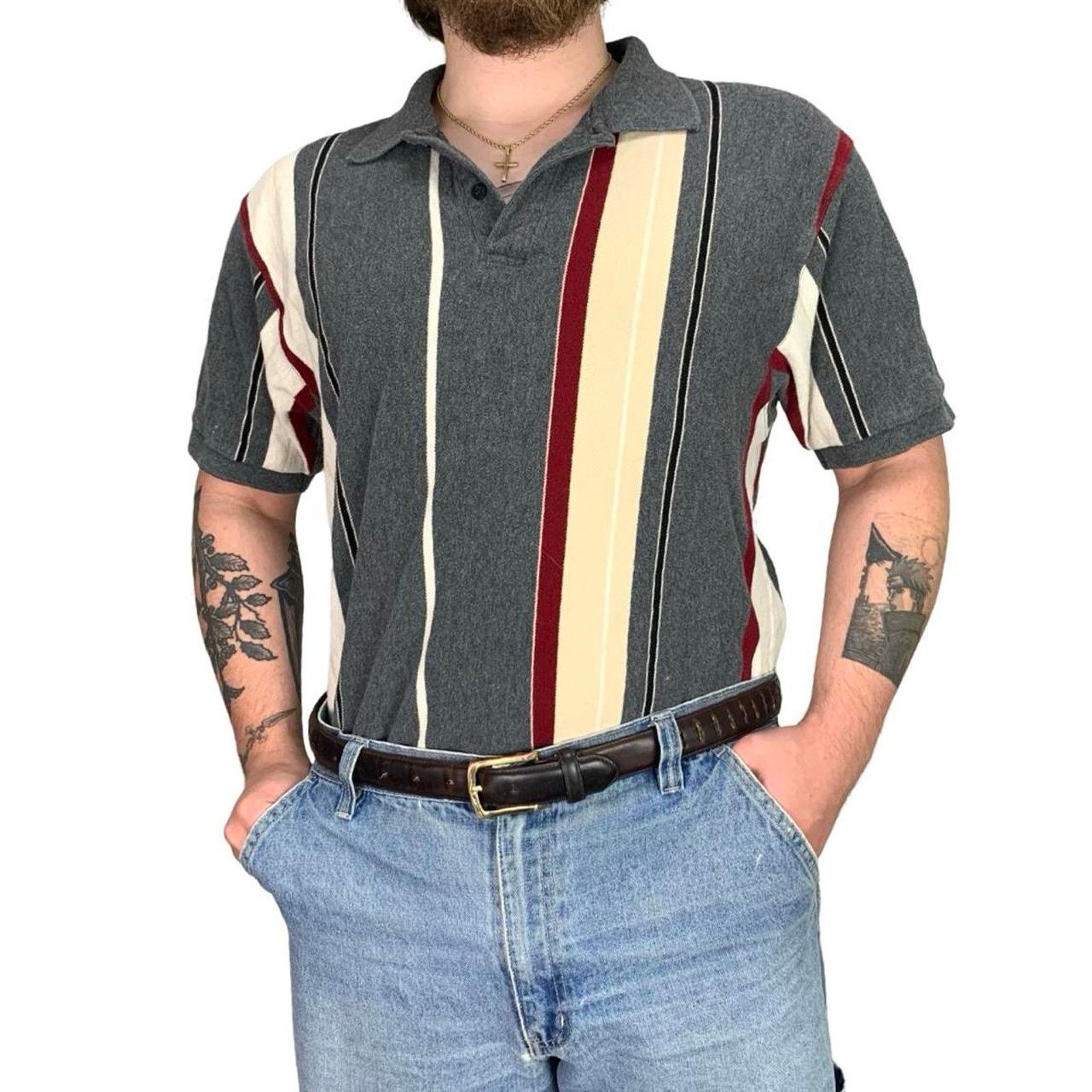 Chaps × Ralph Lauren × Vintage Vintage Chaps Ralph Lauren Striped Polo Size US XL / EU 56 / 4 - 3 Thumbnail