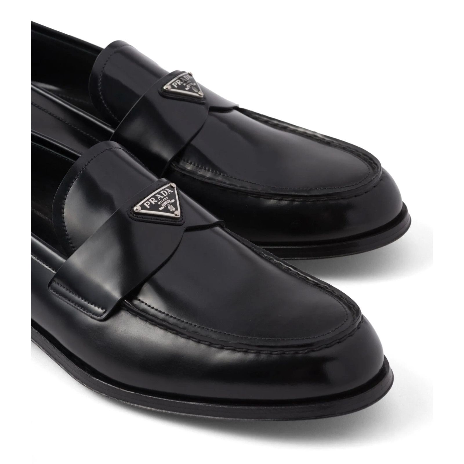 Prada Prada Black Brushed Leather Triangle Loafer US 13 Size US 13 / EU 46 - 5 Thumbnail