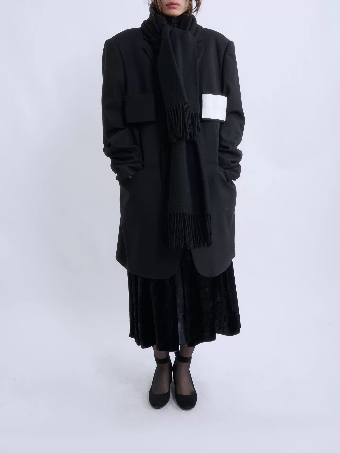Xander Zhou Xander Zhou Men’s deconstructed detachable scarf black Size US M / EU 48-50 / 2 - 2 Thumbnail