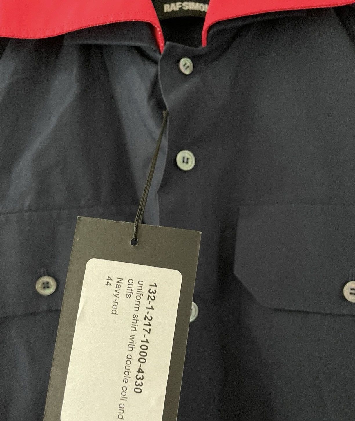Raf Simons Raf Simons 2013 Fall Navy Red Colour Block Shirt Size US S / EU 44-46 / 1 - 3 Thumbnail