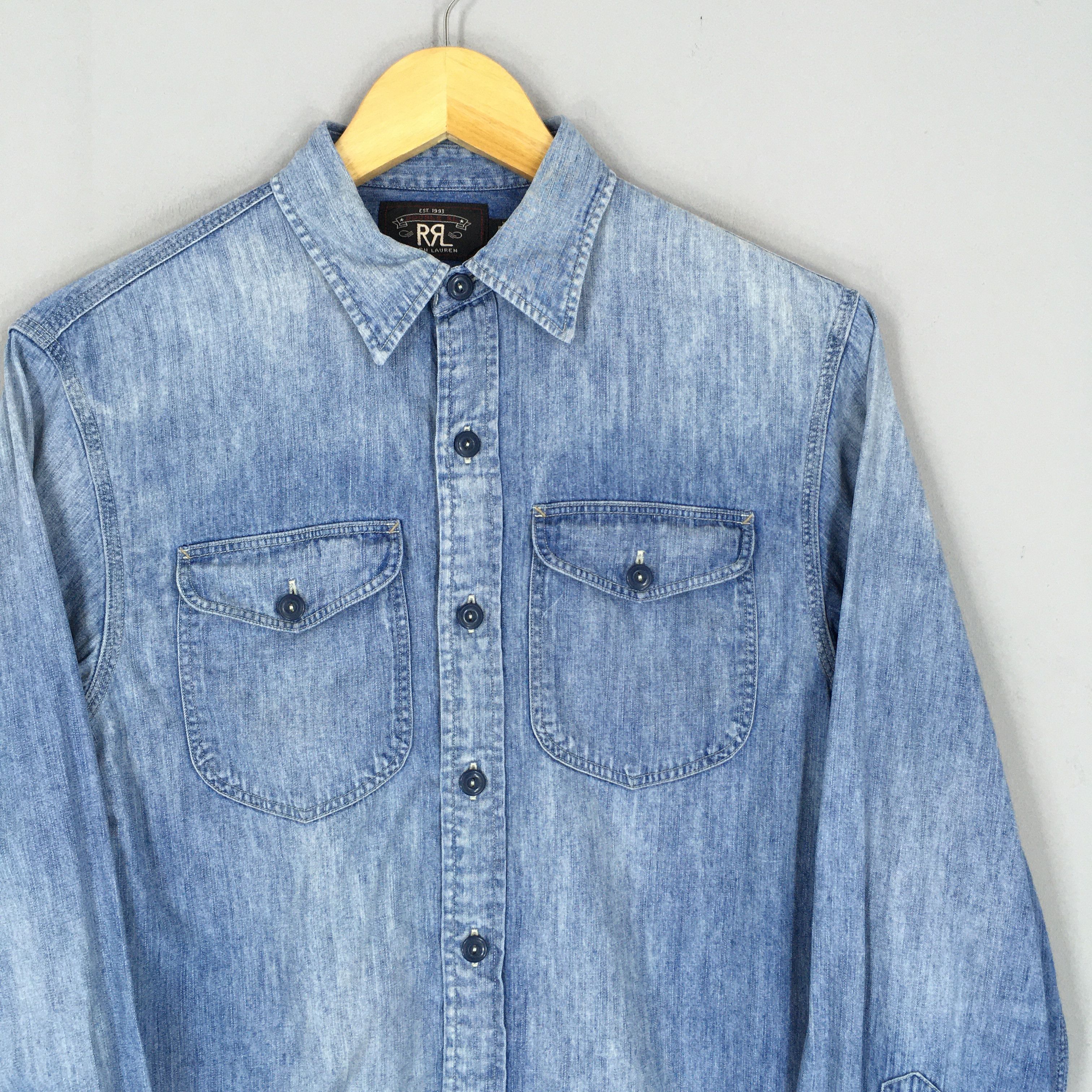 RRL Ralph Lauren Double RL Ralph Lauren Blue Denim Shirt Small Size US S / EU 44-46 / 1 - 2 Thumbnail