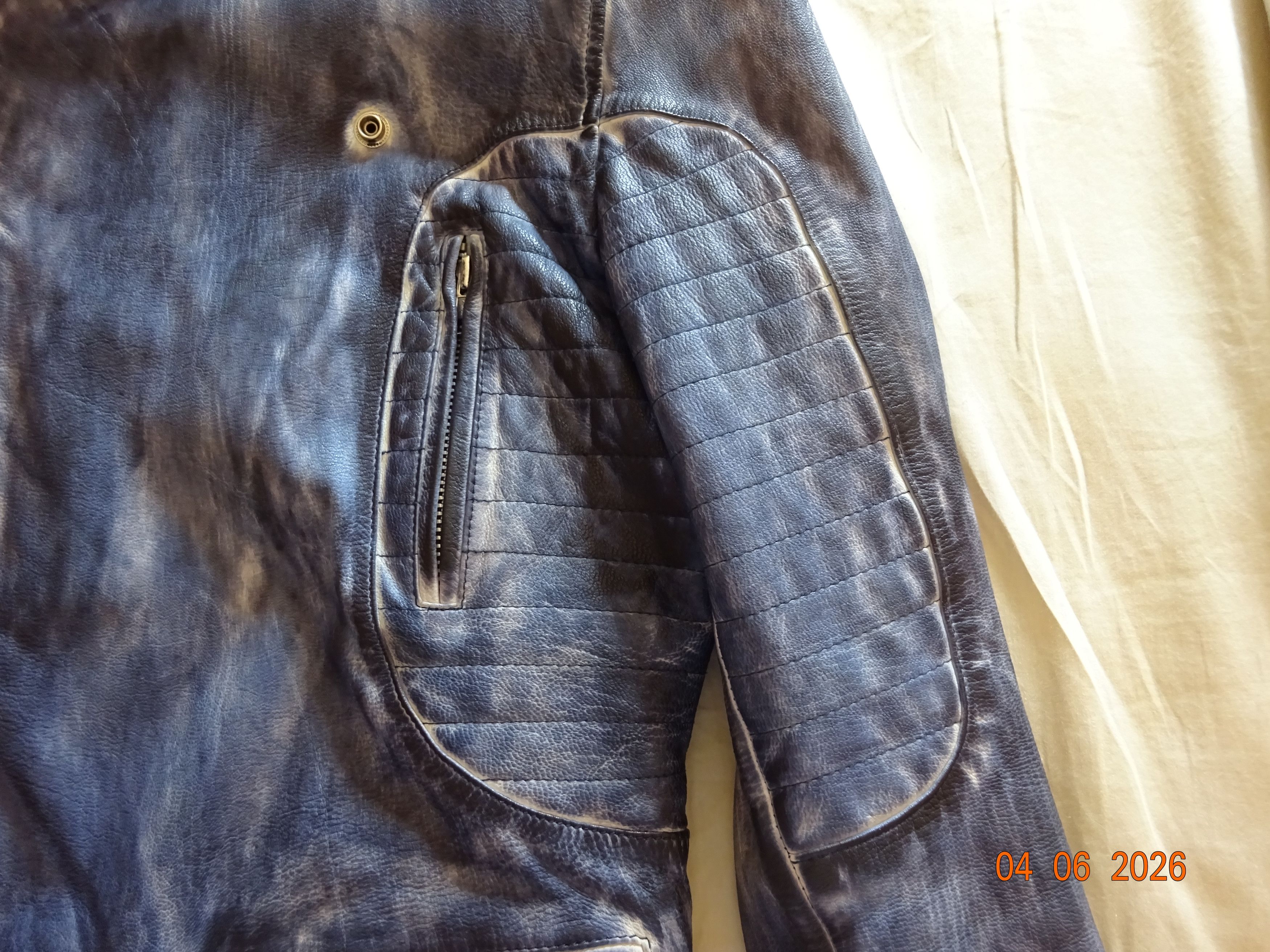 Other 100% ITALIAN LEATHER JACKET - SZ LARGE - BLUE Size US L / EU 52-54 / 3 - 6 Thumbnail