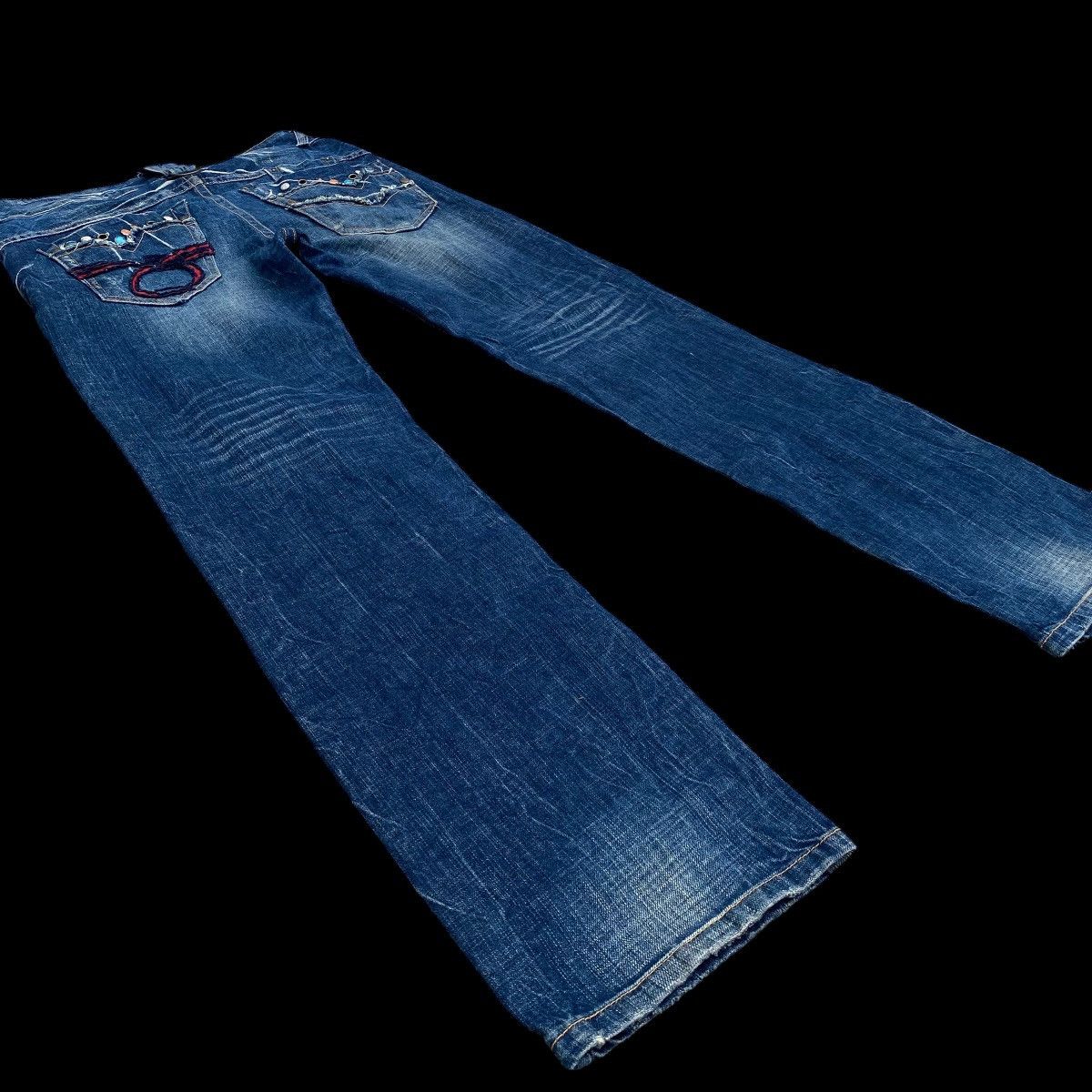 Japanese Brand × Vintage Lightning⚡️Red pepper Rooted Denim Jeans Size US 35 - 8 Thumbnail
