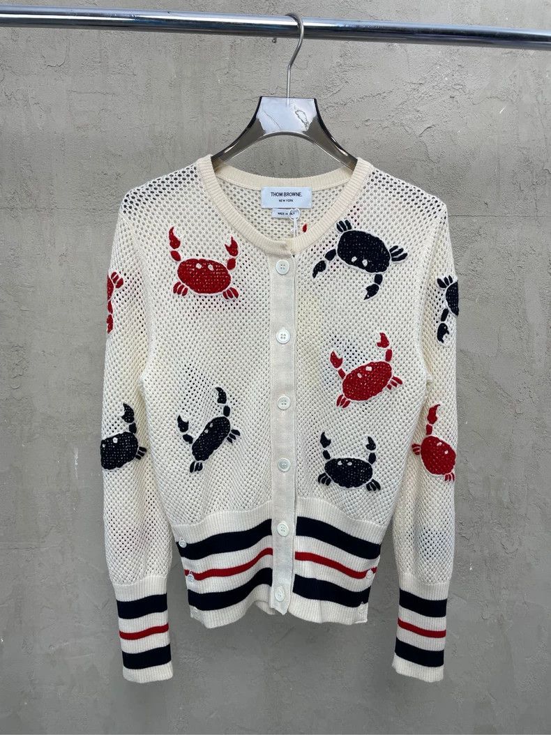 Thom Browne Thom browne Beige full-print crab striped mesh knitted butt Size M / US 6-8 / IT 42-44 - 2 Thumbnail