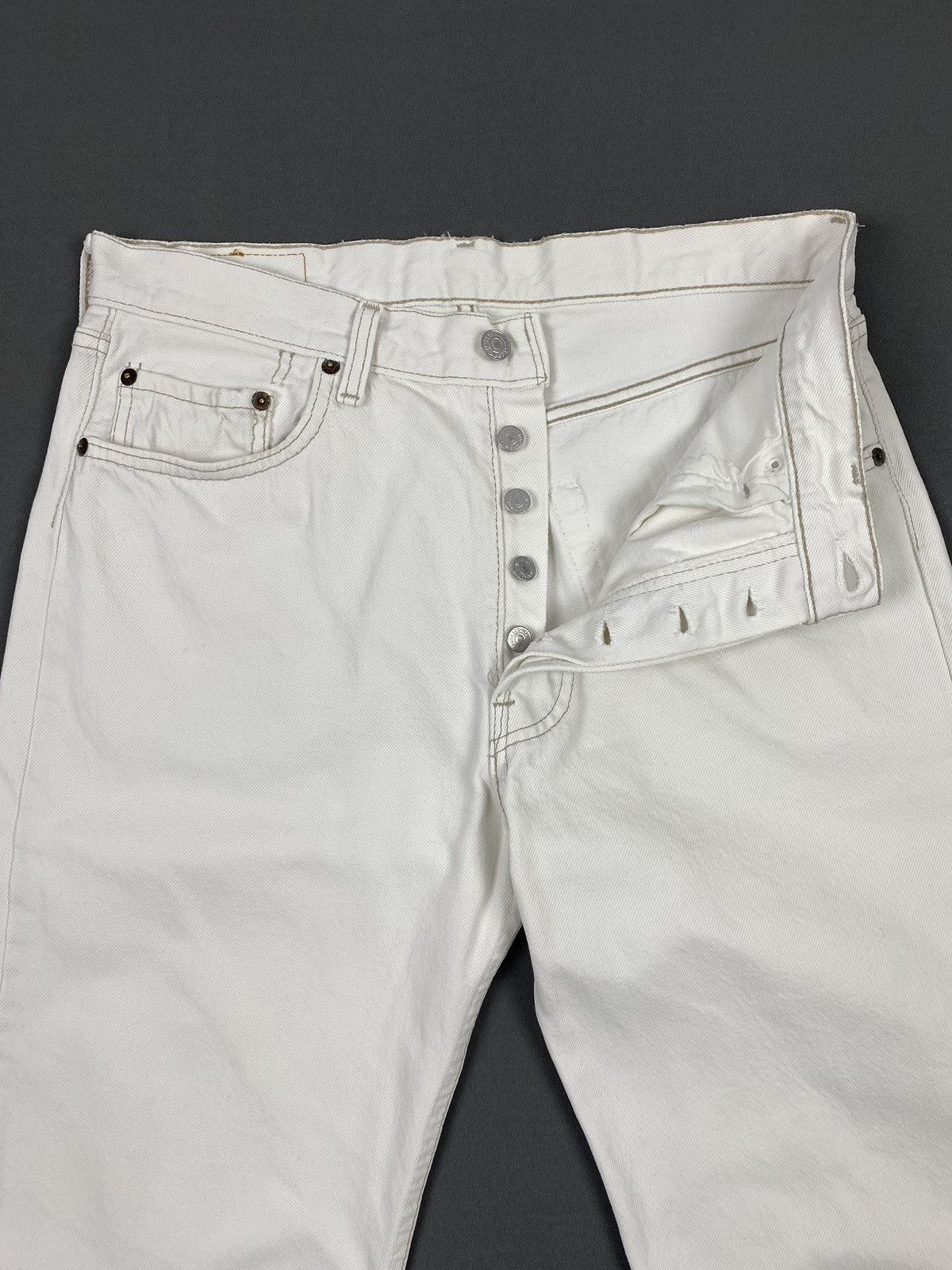 Levi's 1990’s Vintage Levi’s 501 USA Made White Denim Pants 32X32 Size US 31 - 5 Thumbnail