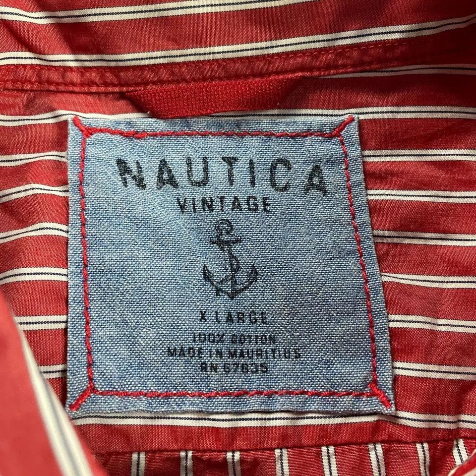 Nautica × Vintage Nautica Shirt Men's Striped Button Up Vintage XL 100% Cotton Size US XL / EU 56 / 4 - 3 Thumbnail