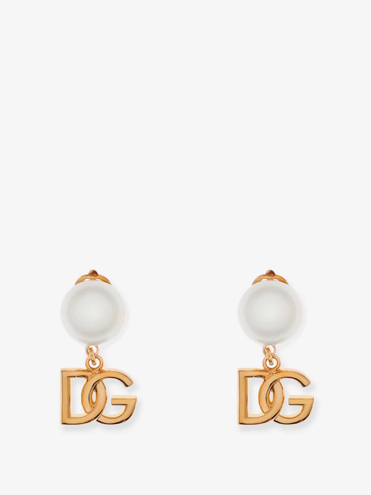 ネックレス・ペンダント DOLCE & GABBANA Brass earrings with logo monogram and pearl Dolce & Gabbana Brass Earrings With Logo Monogram And Pearl