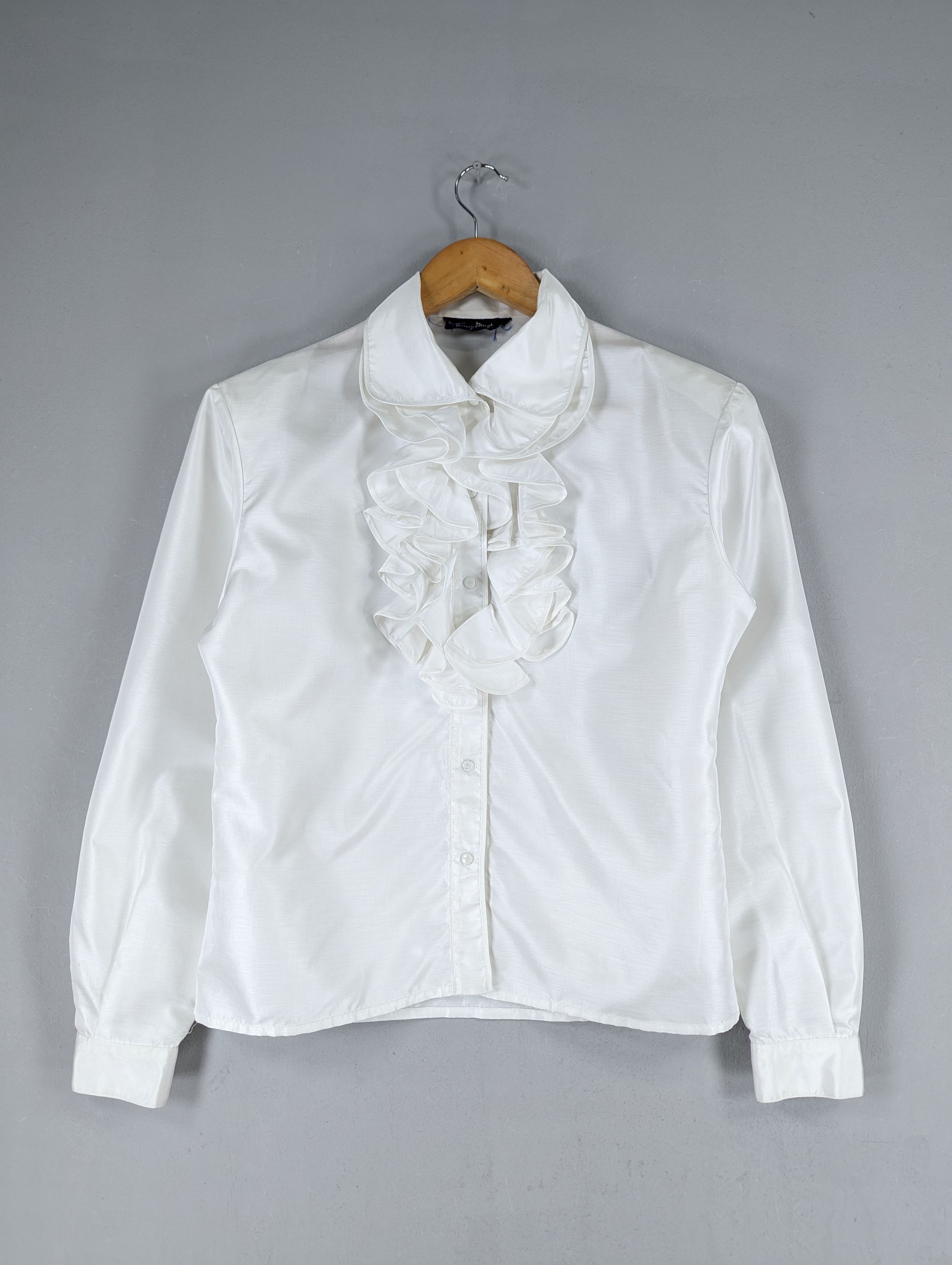 Vintage Thierry Mugler White Cropped Ruffle Blouse