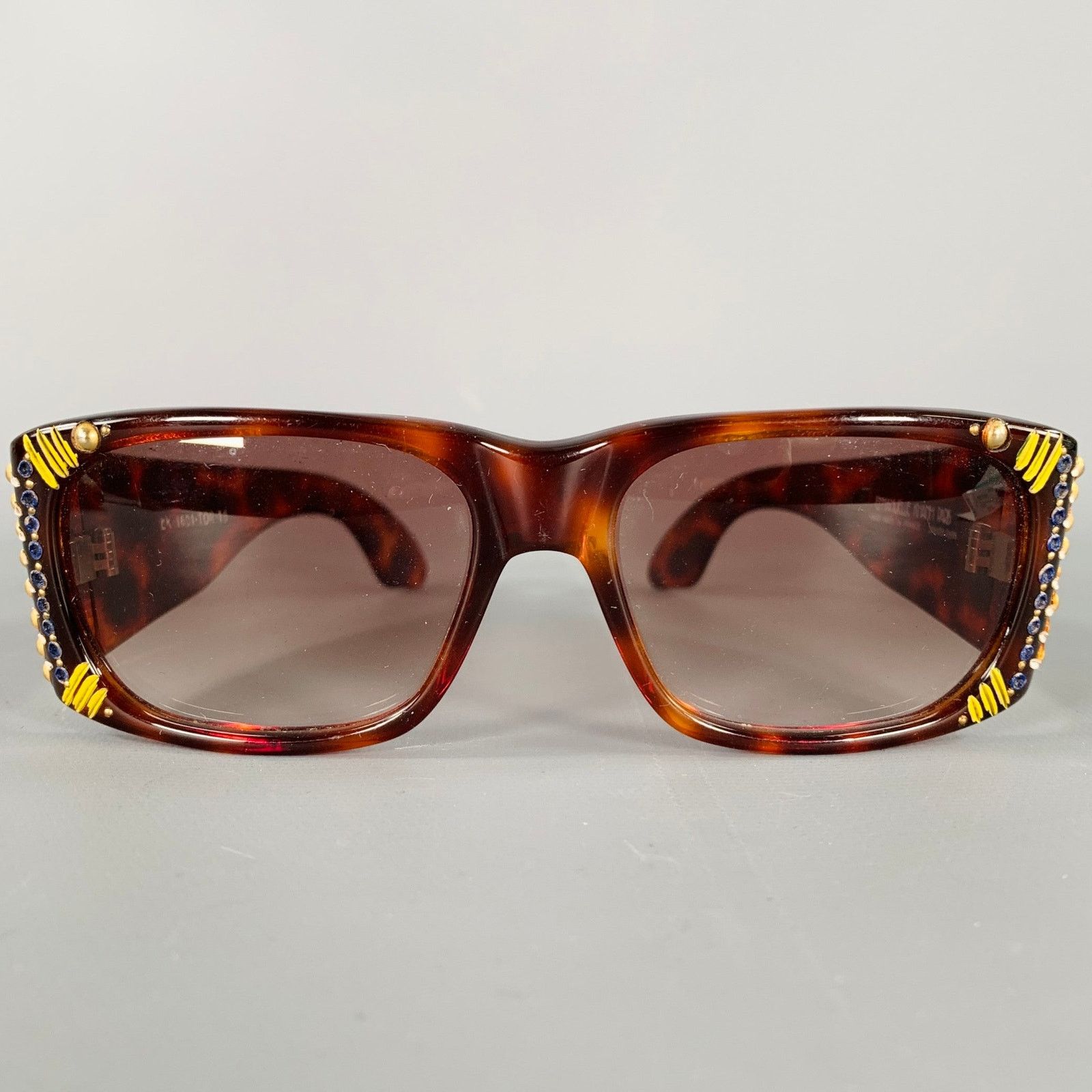 Emmanuelle Khanh Brown Multicolour Studded Acetate Sunglasses Size ONE SIZE - 1 Thumbnail