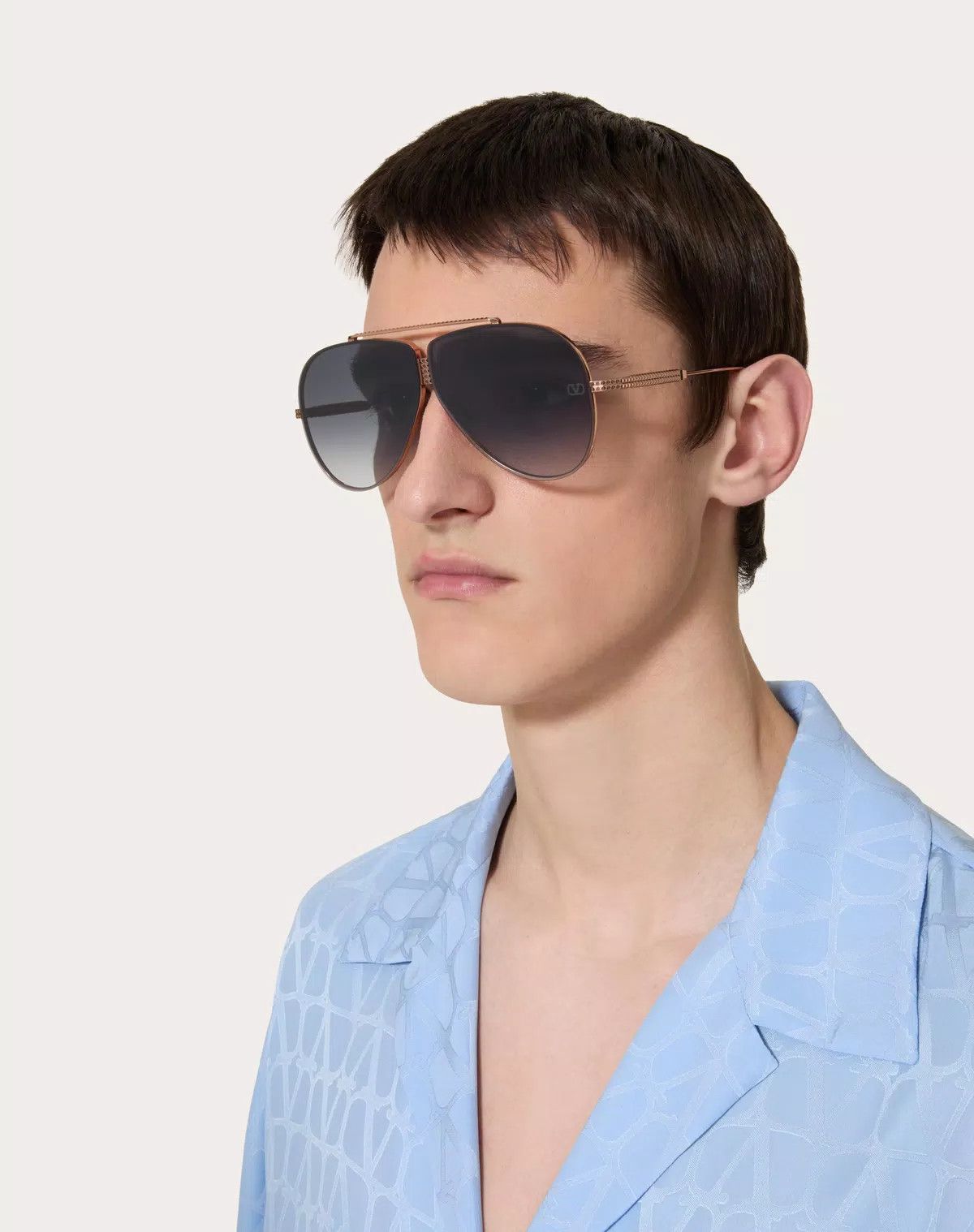 Valentino oc11z0625 Size:64/Pilot Titanium Stud Frame in Grey Size ONE SIZE - 5 Thumbnail