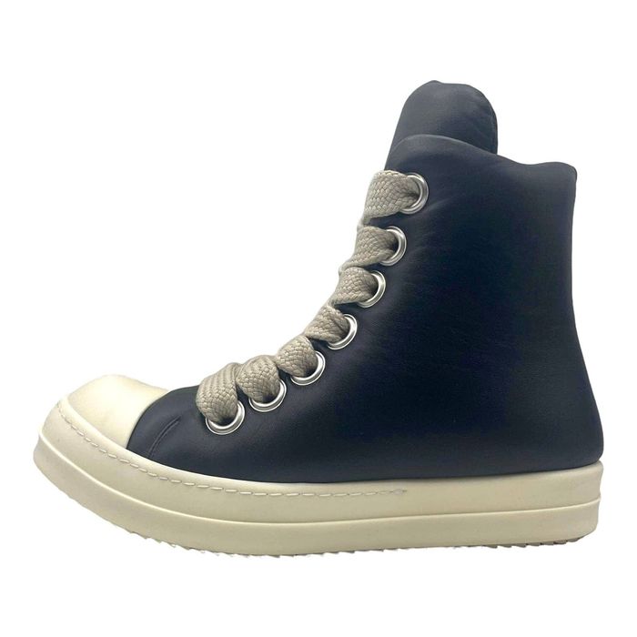 Rick Owens Jumbo Laces Padded High Top Black/Milk Sneakers New Size 43