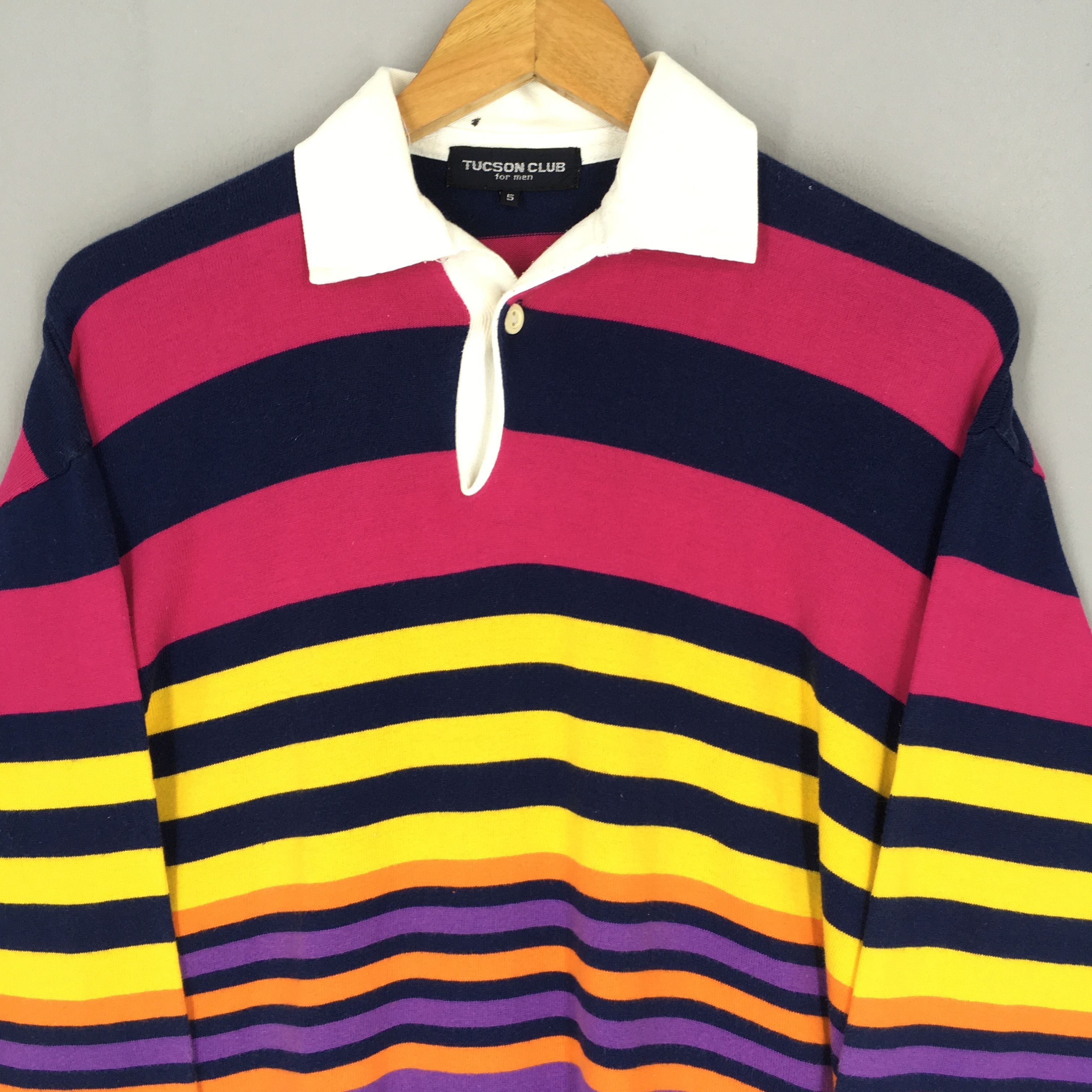 Vintage Tucson Club Multicolor Striped Rugby Shirt Large