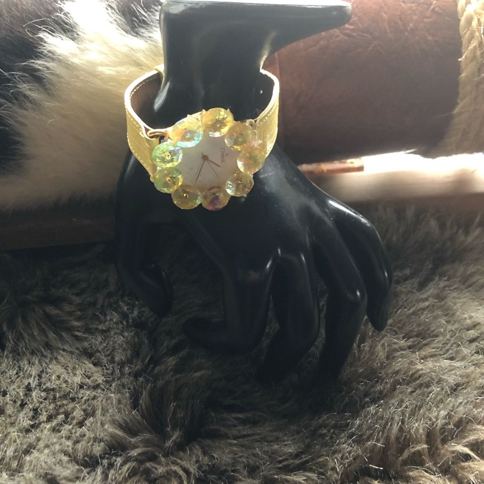 Vintage Vintage 80s ladies Cheval lemon rivoli leather band wat Size ONE SIZE - 6 Thumbnail
