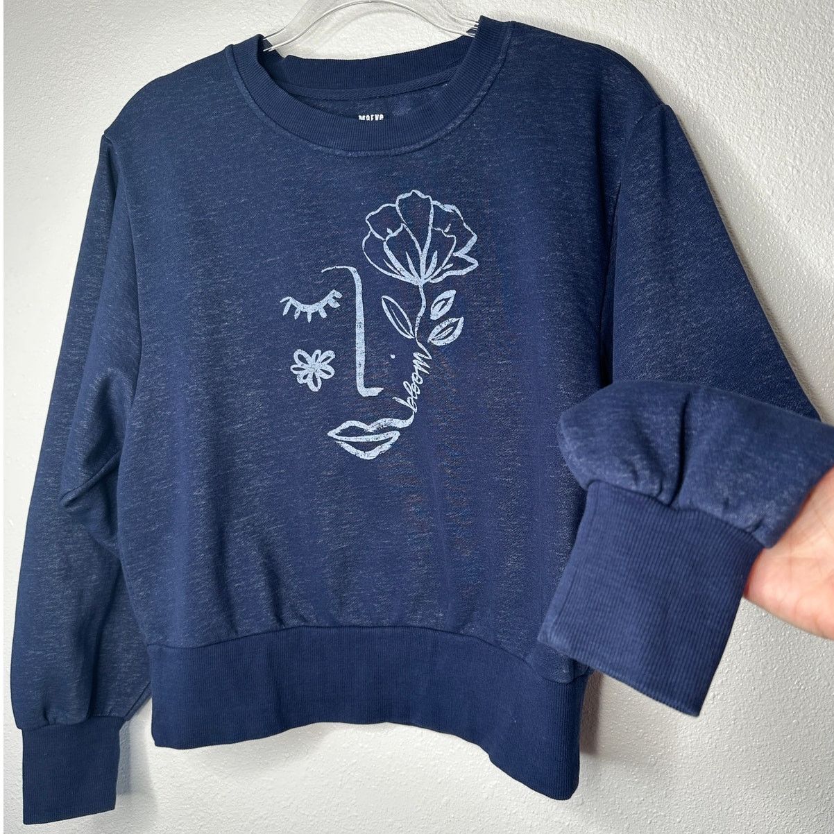 Anthropologie Maeve Navy Blue Visage Graphic Long Sleeve Sweatshirt S Size S / US 4 / IT 40 - 2 Thumbnail