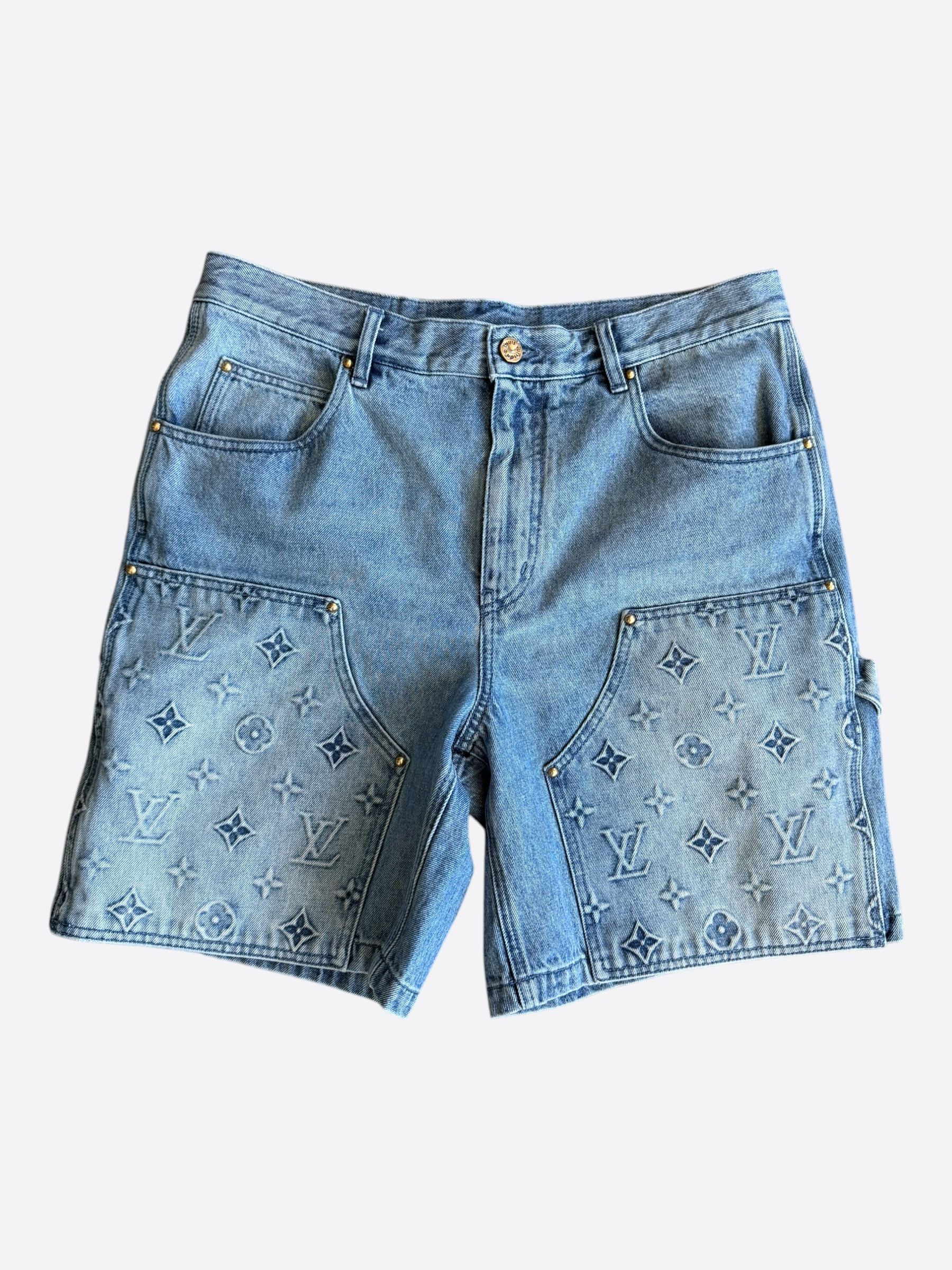 Louis Vuitton Louis Vuitton Blue Monogram Carpenter Denim Shorts Size US 34 / EU 50 - 1 Thumbnail