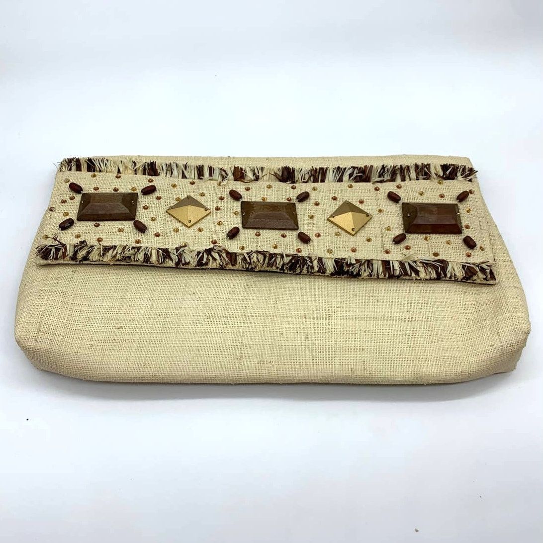 Banana Republic Banana Republic Raffia Clutch Womens Small Bag Brown Purse Size ONE SIZE - 1 Thumbnail