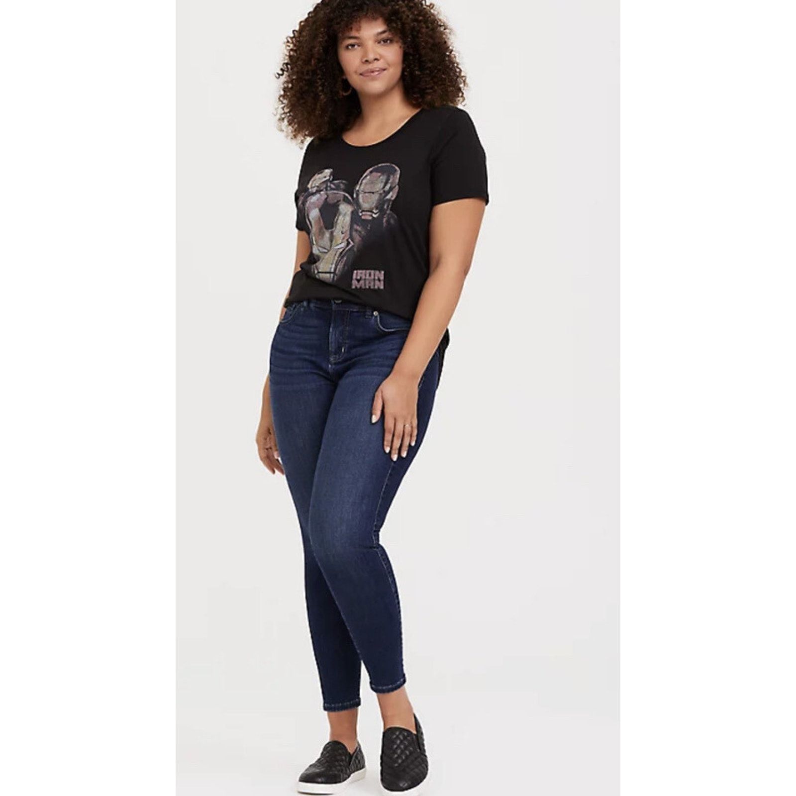 Torrid TORRID 1X MARVEL IRON MAN BLACK SLIM FIT CREW TOP Size XL / US 12-14 / IT 48-50 - 3 Thumbnail