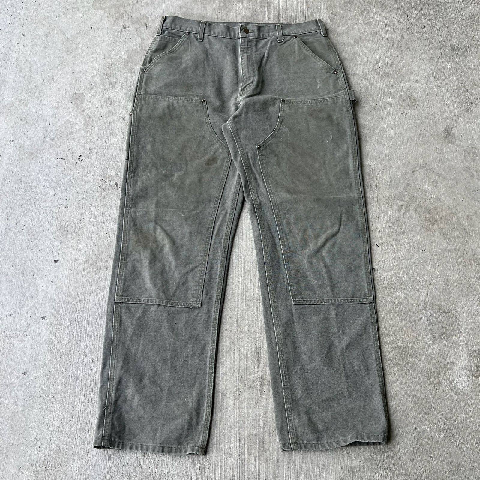 Carhartt × Vintage Carhartt green double knee work wear carpenter pants Size US 35 - 1 Thumbnail