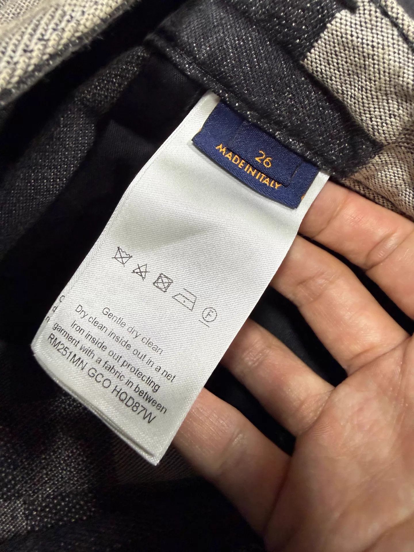 Louis Vuitton LV SS25 Mosaic Checkerboard Leather Tag Denim 26 Black&Gray Size 26" / US 2 / IT 38 - 4 Thumbnail
