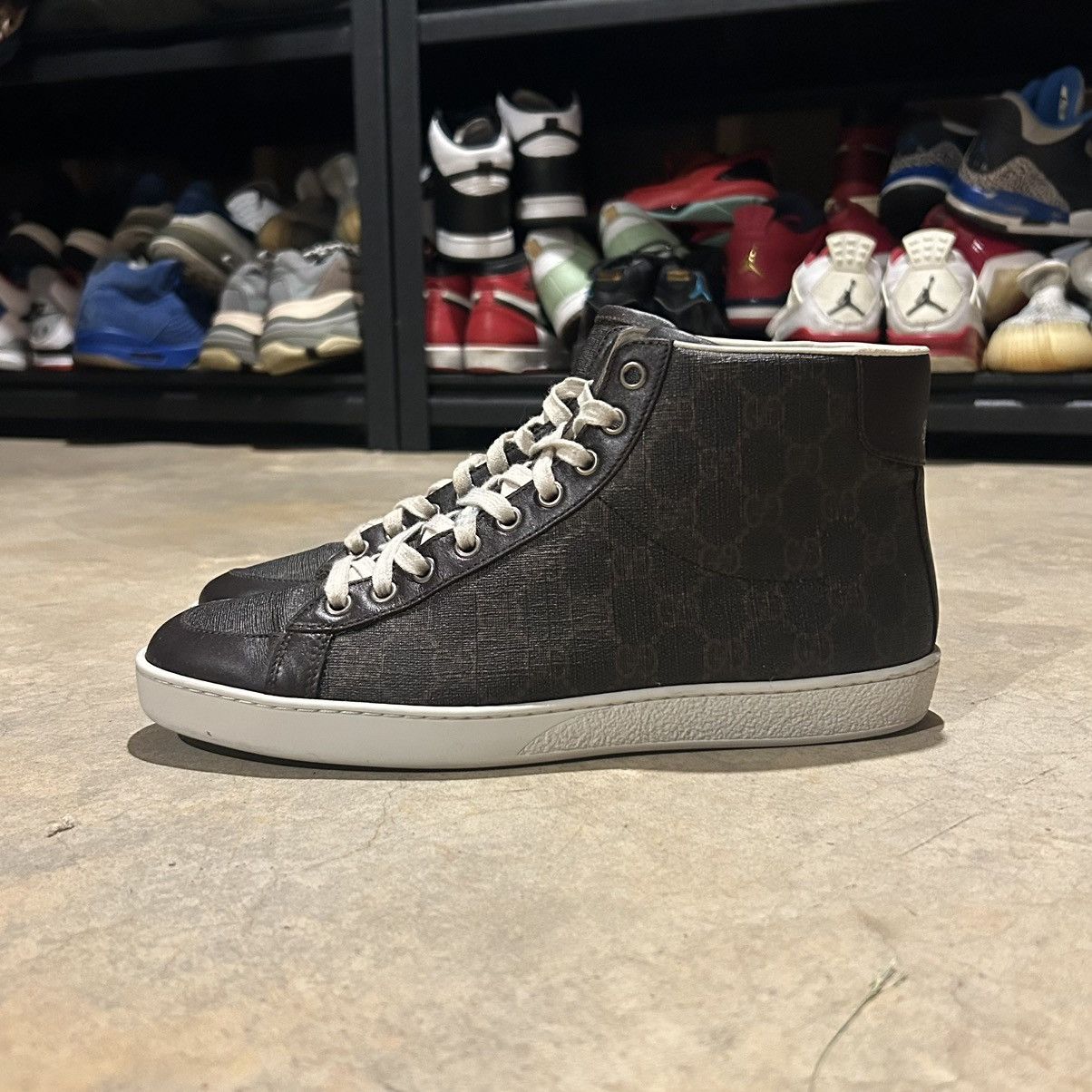 Gucci Gucci GG Supreme Canvas Leather Trim High Top Sneakers US 7 Size US 7 / EU 40 - 1 Thumbnail