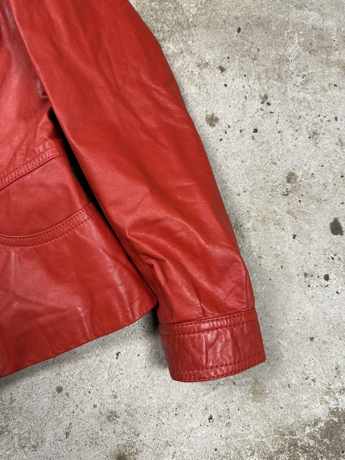 Japanese Brand Vintage 90s Red Genuine Leather Moto Biker Style Jacket Size M / US 6-8 / IT 42-44 - 4 Thumbnail