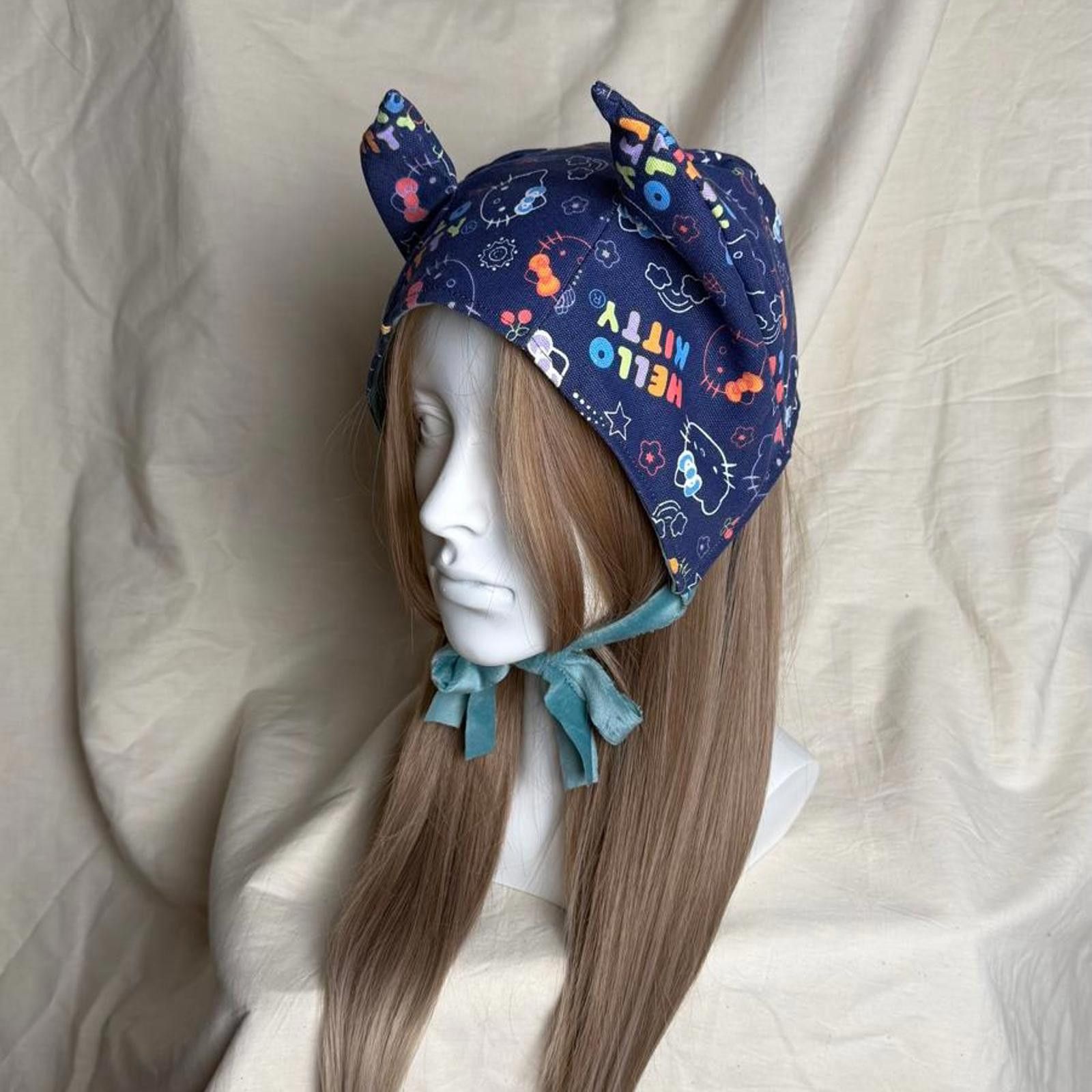 Handmade Handmade Reversible Hello Kitty Cat Ear Hat - Kawaii Cosplay Size ONE SIZE - 5 Thumbnail