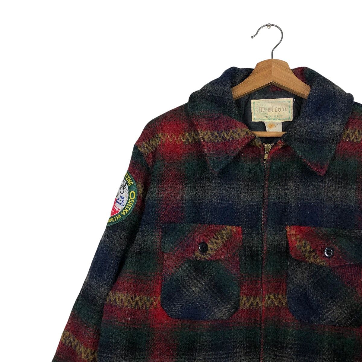 Vintage 📌Vintage Wool Work Jacket Melton Tartan Design Blanket Size US L / EU 52-54 / 3 - 8 Thumbnail